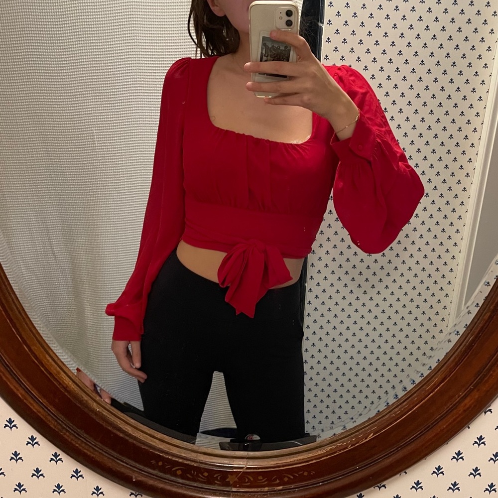 Red Flowy Top - Picture 2 of 5
